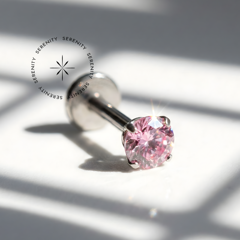 TN340 Labret Ponto de Luz Zircônia Cores Titânio ASTM F-136