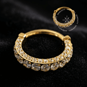 Piercing Argola Cravejada 3 Lados em Titânio