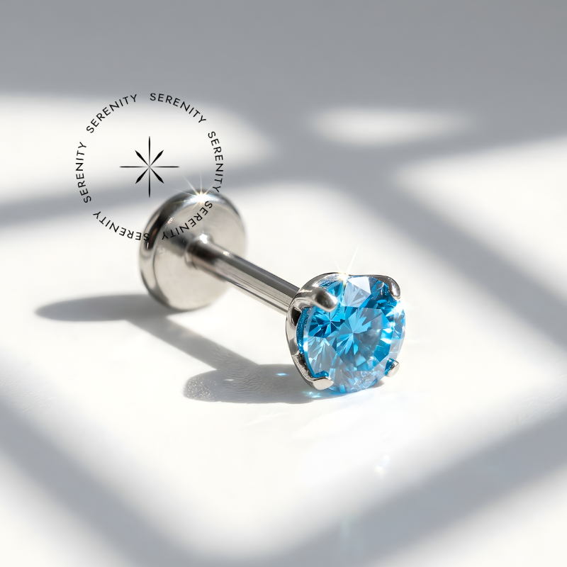 TN340 Labret Ponto de Luz Zircônia Cores Titânio ASTM F-136 - Imagem 3