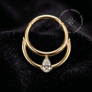 Piercing Argola Dupla Cravejada em Titânio