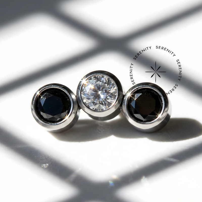 TN323 Piercing Topo Mini Cluster 3 Zircônias Titânio ASTM F136