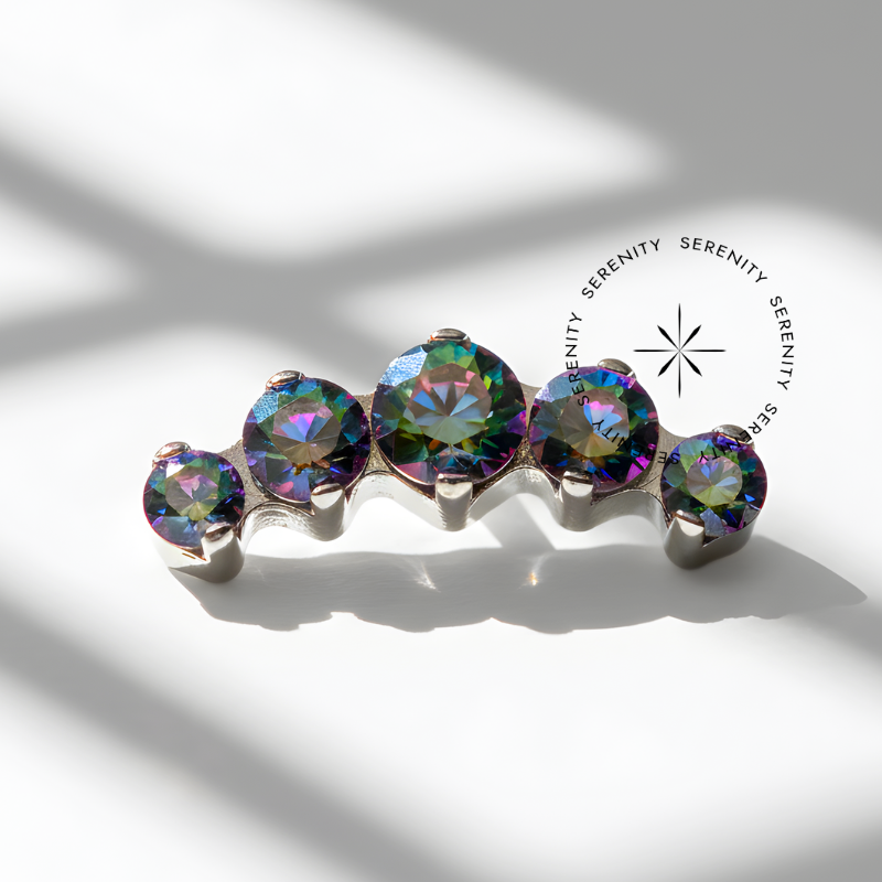 TN346 Piercing Topo Cluster 5 Zircônia com Garras Titânio ASTM F136 - Imagem 2