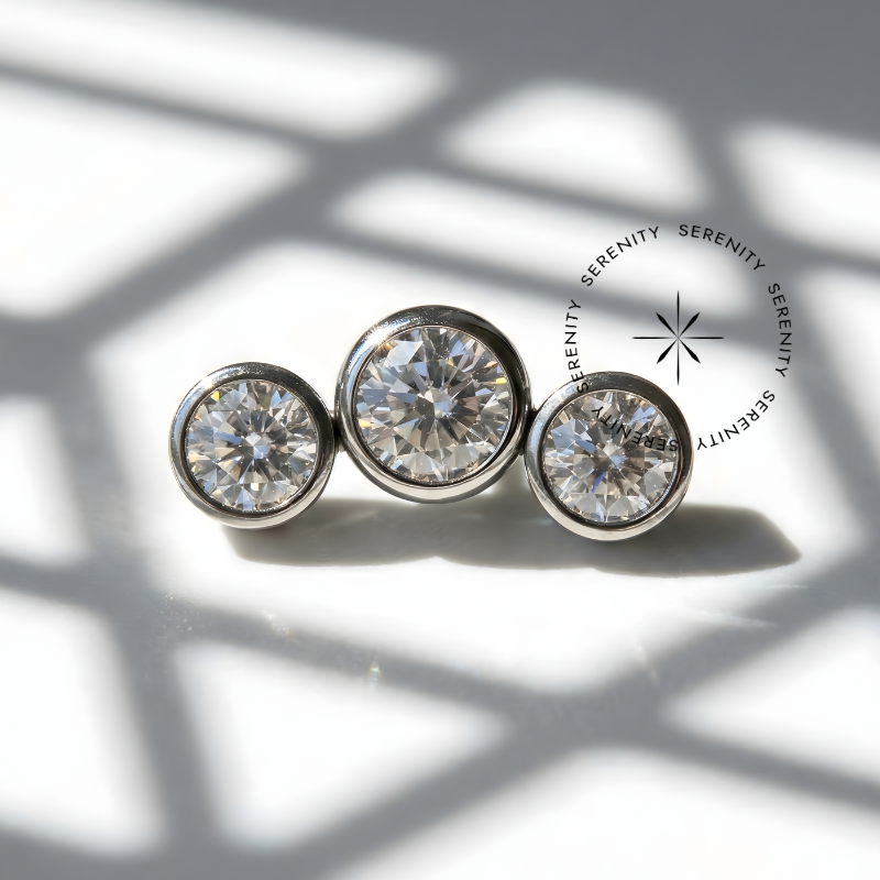 TN323 Piercing Topo Mini Cluster 3 Zircônias Titânio ASTM F136 - Imagem 2