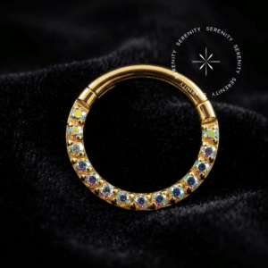 Piercing Argola Cravejada Frontal em Titânio