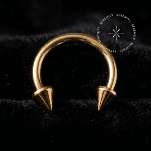 Piercing Ferradura Spike em Titânio Dourado