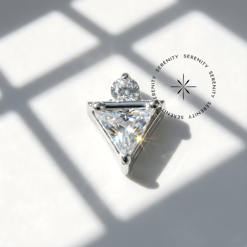 TN1271 Piercing Topo Triângulo Zircônia Ponto de Luz Titânio ASTM F-136