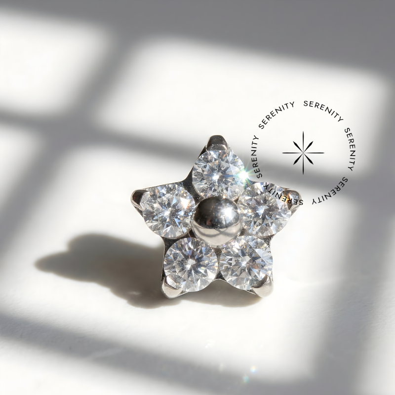 TN294 Piercing Topo Micro Flor Zircônia Titânio ASTM F136