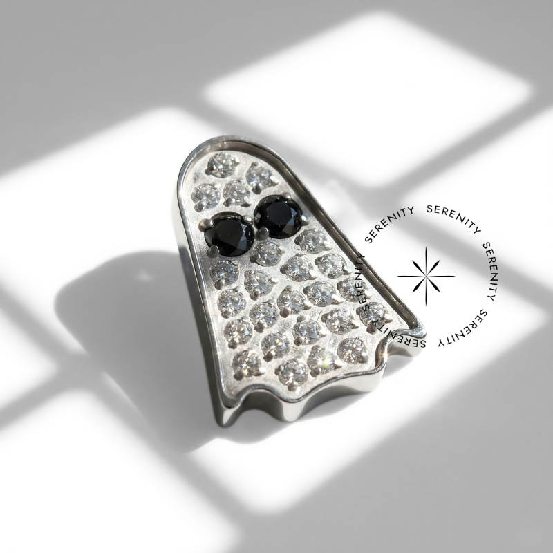 TN764 Piercing Topo Fantasma Luxo Cravejado Titânio ASTM F136