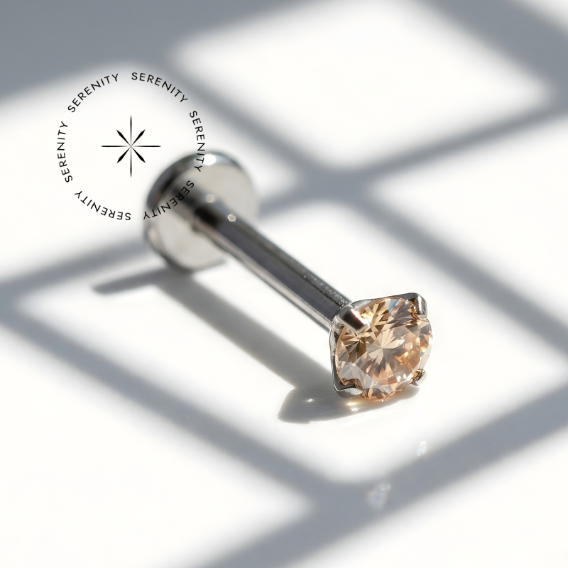 TN340 Labret Ponto de Luz Zircônia Cores Titânio ASTM F-136 - Imagem 7