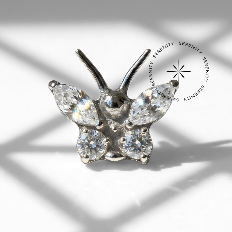 TN841 Piercing Topo Borboleta com Antenas Titânio ASTM F136 - Imagem 2