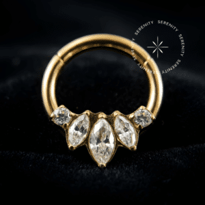 Piercing Argola Cravejada Lótus em Titânio