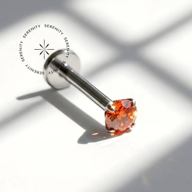 TN340 Labret Ponto de Luz Zircônia Cores Titânio ASTM F-136 - Imagem 6