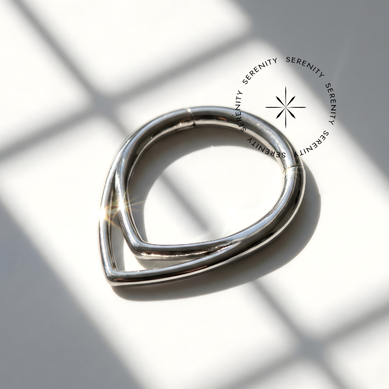 TN1249 Argola Gota Linhas Duplas Titânio ASTM F136