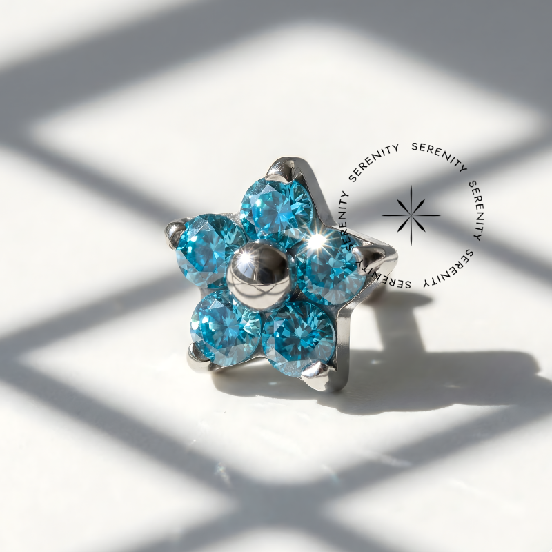 TN294 Piercing Topo Micro Flor Zircônia Titânio ASTM F136 - Imagem 2