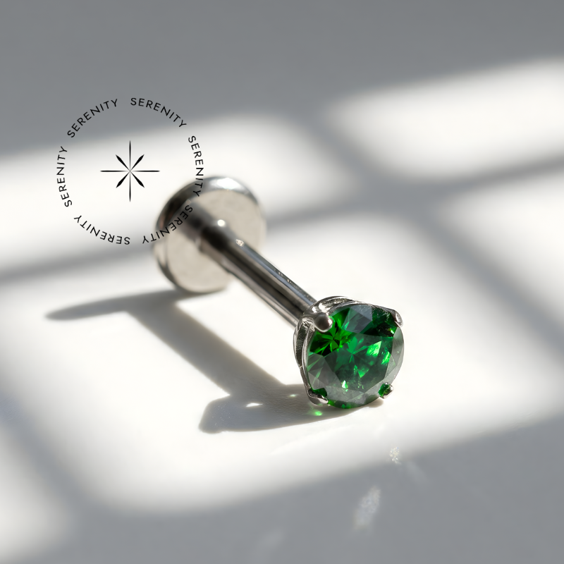 TN340 Labret Ponto de Luz Zircônia Cores Titânio ASTM F-136 - Imagem 4