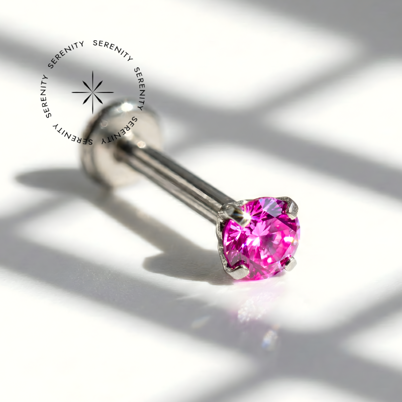 TN340 Labret Ponto de Luz Zircônia Cores Titânio ASTM F-136 - Imagem 9