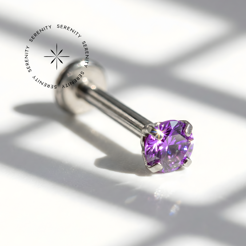 TN340 Labret Ponto de Luz Zircônia Cores Titânio ASTM F-136 - Imagem 11