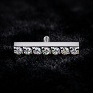 Piercing Topo Barra Cravejada em Titânio