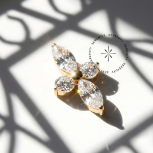 Piercing Topo Astra Zircônia Titânio e Ouro 18k