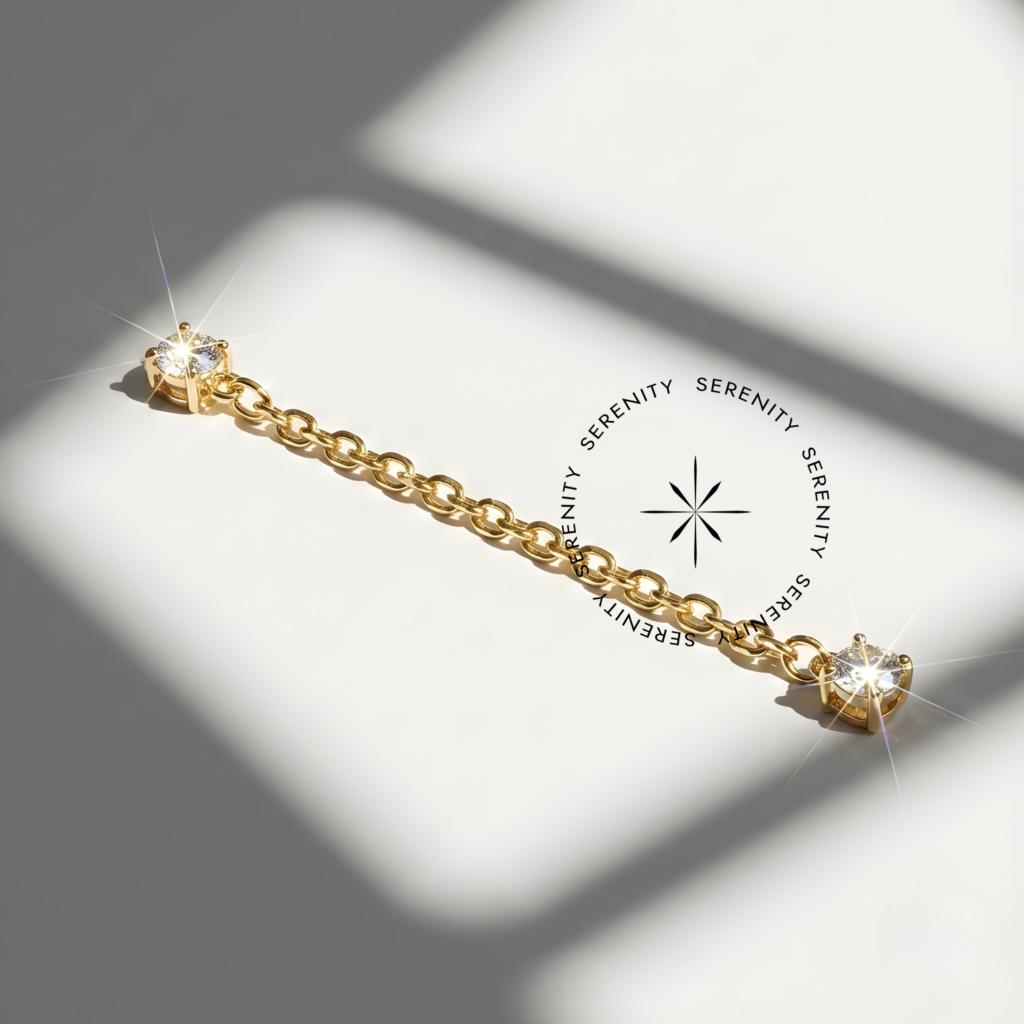 Piercing Topo Corrente 2 Roscas com Zircônias Titânio e Ouro 18k