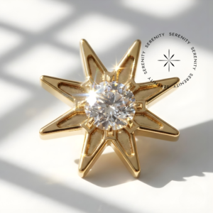 TN1581 Piercing Topo Estrela 8 Pontas Zircônia Titânio e Ouro 18k