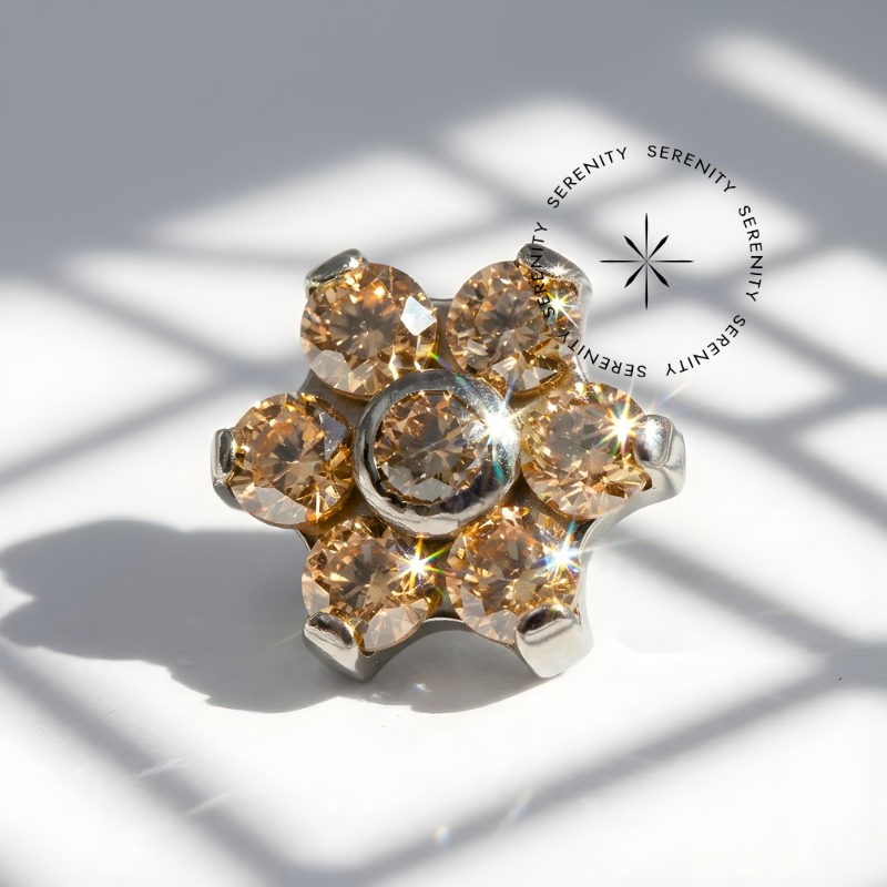 TN2031 Piercing Topo Flor Champanhe 3.5 Titãnio ASTM F136