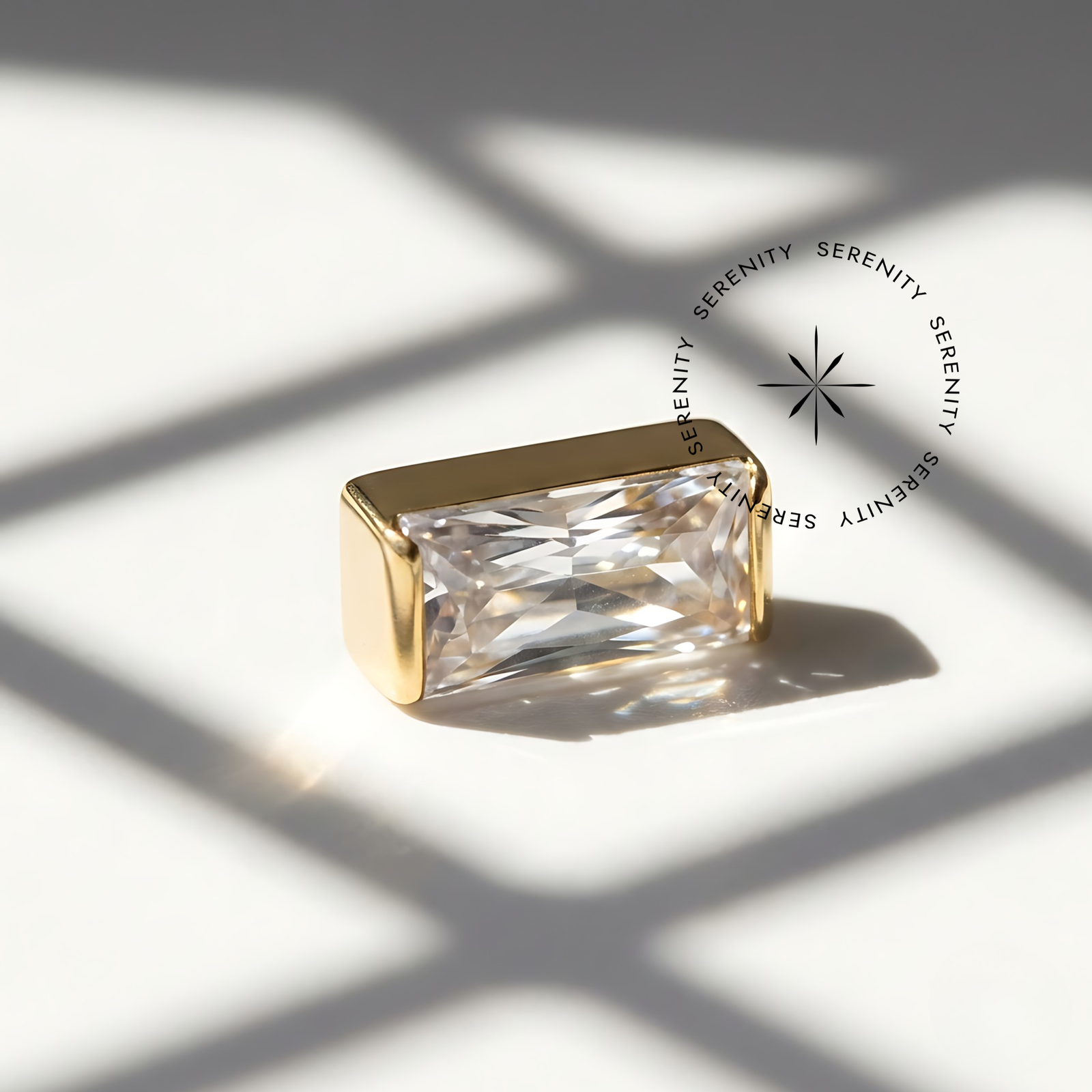 Piercing Topo Baguette Zircônia Titânio e Ouro 18k