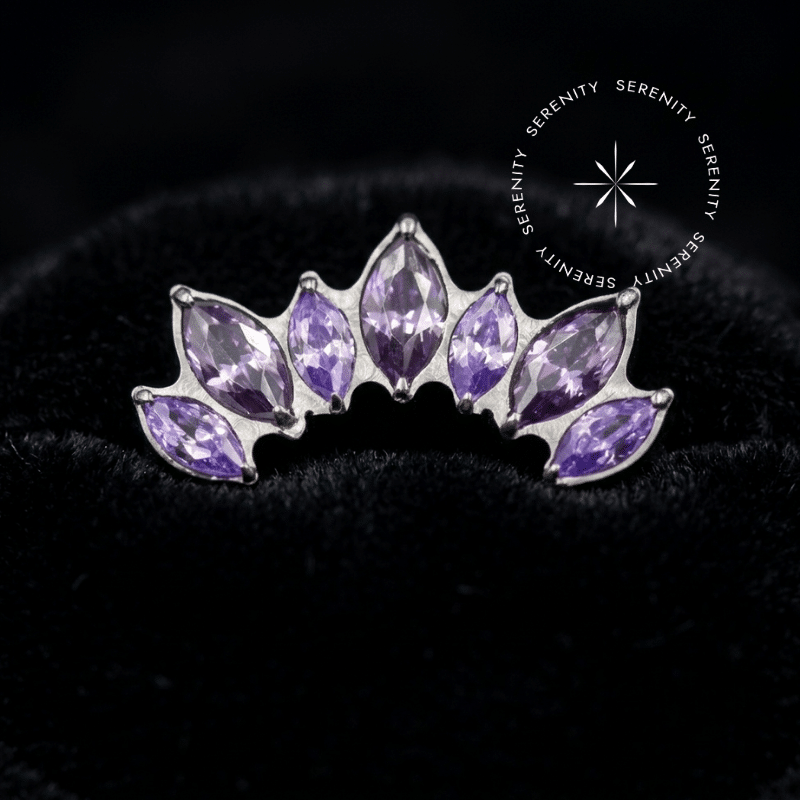 TN540 - Topo Cluster Navetes Cravejado Roxo - Titânio Grau Implante (ASTM F136)