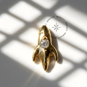 Piercing Topo Foguete Titânio e Ouro 18k