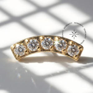 Piercing Topo Mini Cluster 5 Zircônia Titânio e Ouro 18k