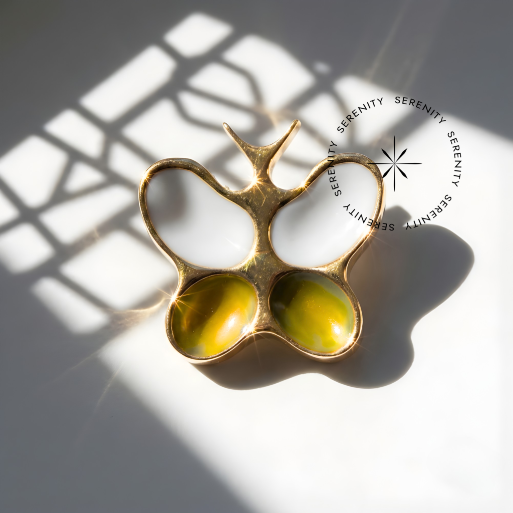 Topo Borboleta Resina Titânio e Ouro 18k