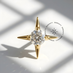 Piercing Topo Estrela 4 Pontas Zircônia Titânio e Ouro 18k