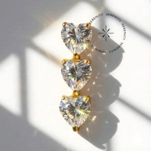 Piercing Topo Cluster 3 Corações Zircônia Titânio e Ouro 18k