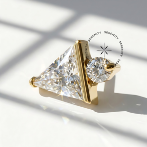 Piercing Topo Triângulo 2 Zircônia Titânio e Ouro 18k