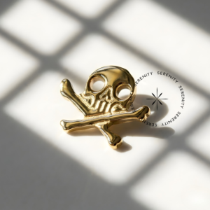 TN694 Piercing Topo Caveira Pirata Titânio e Ouro 18k