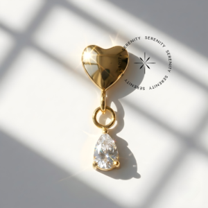 Piercing Topo Coração Pingente Gota Zircônia Titânio e Ouro 18k