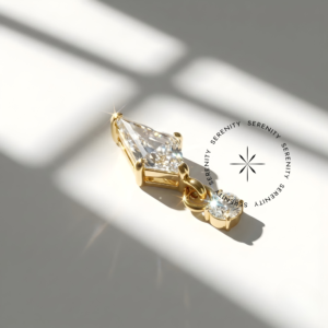 Piercing Topo Losango com Pingente Zircônia Titânio e Ouro 18k