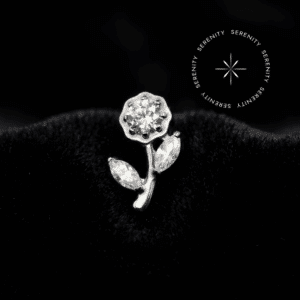 TN983 - Topo Flor com Caule Cravejado - Titânio Grau Implante (ASTM F136)