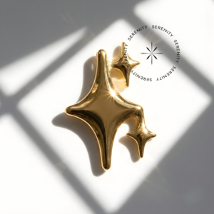 TN1783 Piercing Topo 3 Estrelas 3D Titânio e Ouro 18k