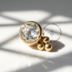 Piercing Topo Zircônia Esferas Titânio e Ouro 18k