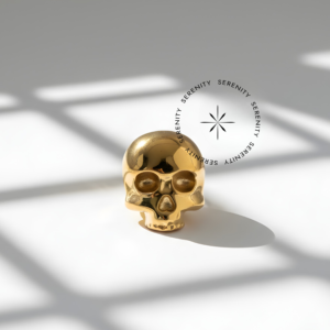 Piercing Topo Caveira 3D Titânio e Ouro 18k