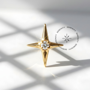 Piercing Topo Estrela 4 Pontas Zircônia Titânio e Ouro 18k