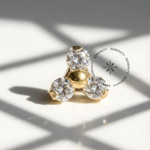 Piercing Topo Trinity Zircônia Titânio e Ouro 18k