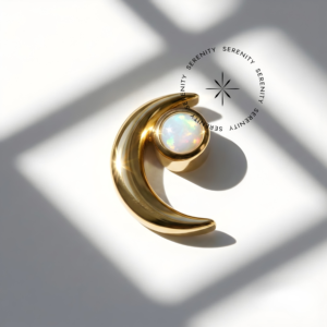 Piercing Topo Lua com Opala Microdermal 1.6mm Titânio e Ouro 18k