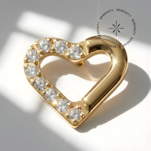 Piercing Topo Coração Zircônia Lateral Titânio e Ouro 18k