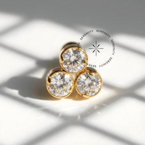 Piercing Topo Trinity Circular Zircônia Titânio e Ouro 18k