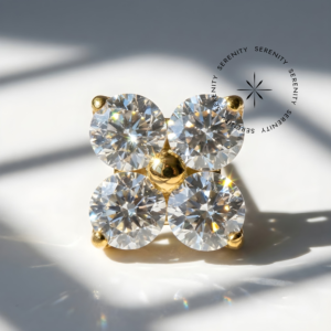 Piercing Topo Trevo 4 folhas Zircônia Titânio e Ouro 18k