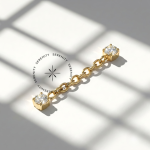 Piercing Topo Ponto de Luz com Corrente Zircônia Titânio e Ouro 18k