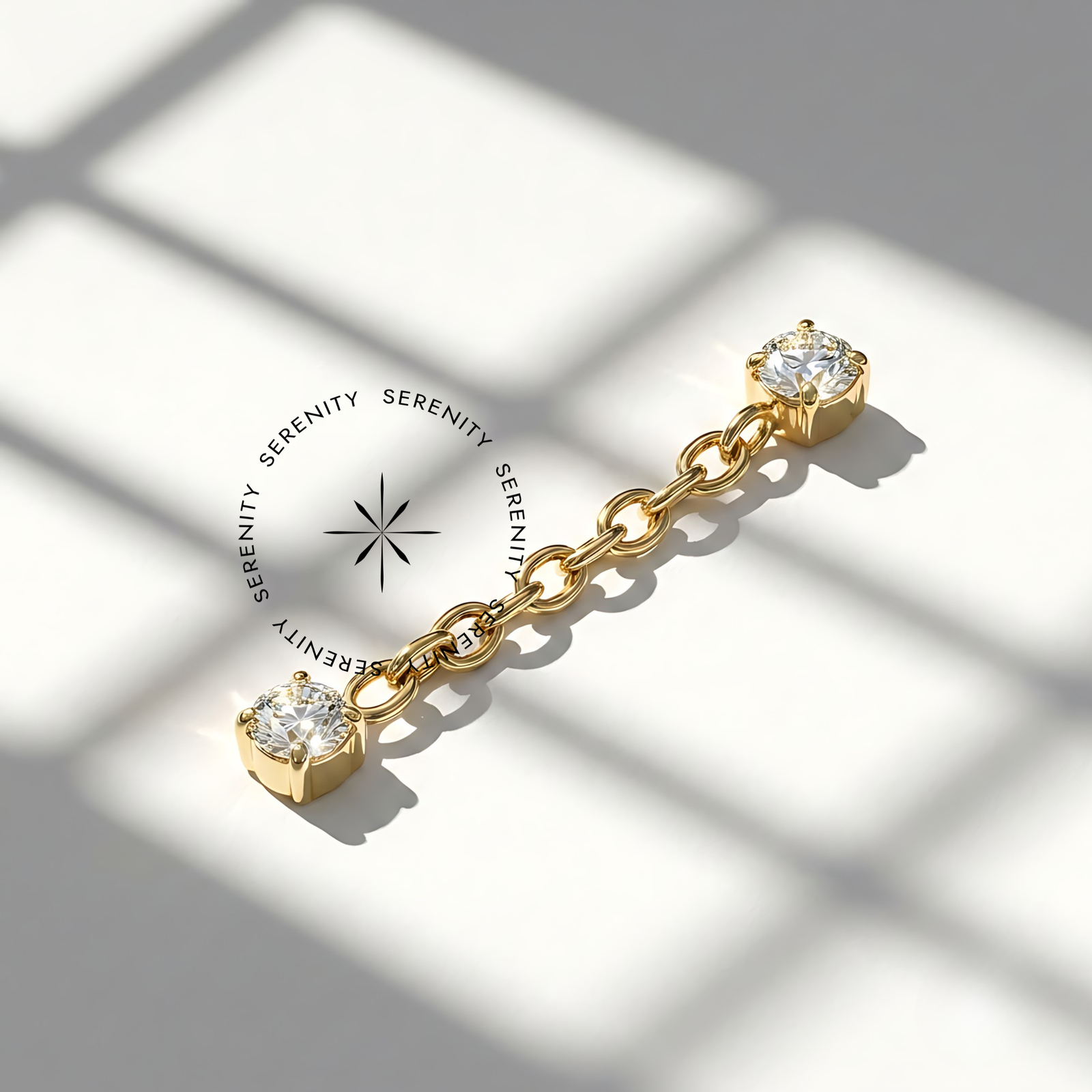 Piercing Topo Ponto de Luz com Corrente Zircônia Titânio e Ouro 18k