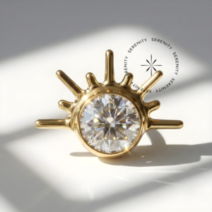 Piercing Topo Zircônia Raios de Sol Titânio e Ouro 18k